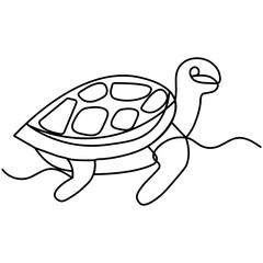 Turtle icon  continuous one line drawing  outline vector illustration