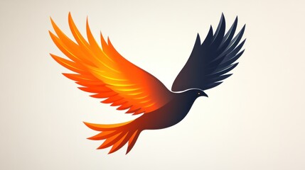 Abstract fiery and dark bird in flight.