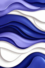 Flowing abstract design featuring layered shades of purple and white, creating a dynamic and textured visual effect.