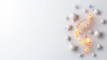 Fototapeta premium Glowing DNA Strand with Abstraction Elements