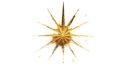 Fototapeta premium Golden starburst effect with scattered stars isolated on transparent background
