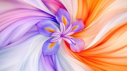 Fototapeta premium Iris floral abstract background concept. Colorful abstract floral design with vibrant hues and smooth flowing shapes.