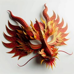 Chinese red dragon mask.