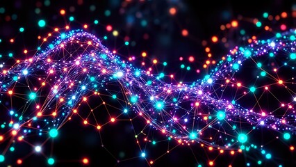 Obraz premium Bioluminescent Data Network Art Nouveau visualization