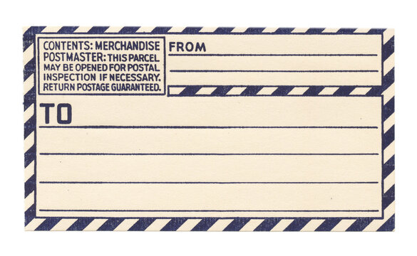 Vintage 1950s Blank From / To Package Mailing Label Sticker - Black & Cream Striped