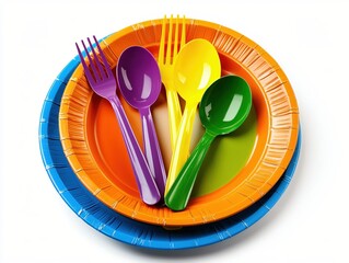 Colorful Disposable Plates and Cutlery for Parties, Events, and Picnics