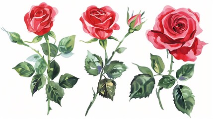 Elegant Watercolor Roses Vector Collection for Designers