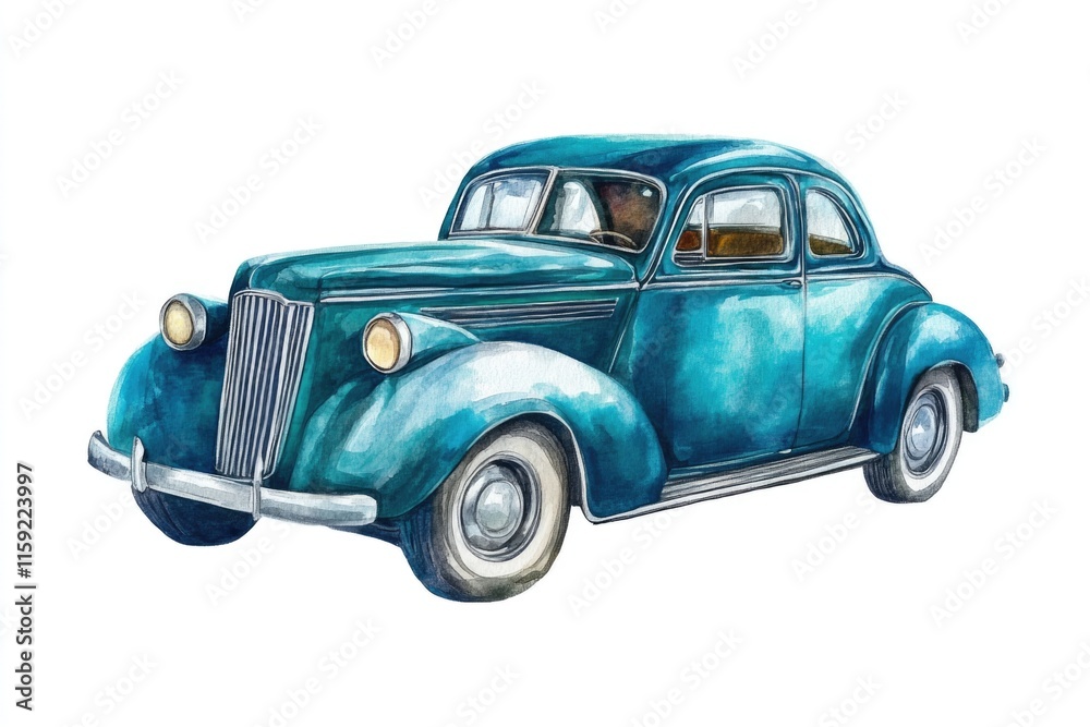 Poster a blue car on a white background with no additional elements or details