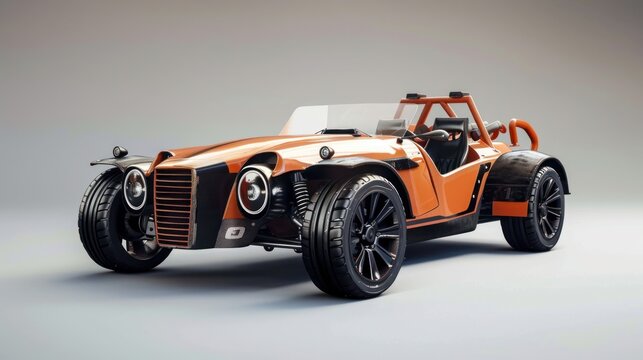 A creative vehicle design rendering, displaying a realistic 3D model of a new car concept, - Powered by Adobe