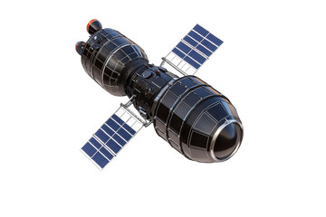 space probe with solar panels extended, isolated on transparency background
