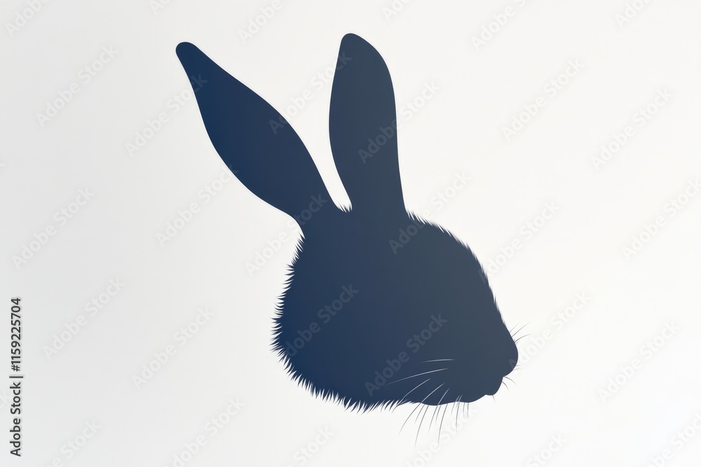 Aufkleber A silhouette of a rabbit against a clean white background, ideal for use in designs where a simple and minimalist approach is desired