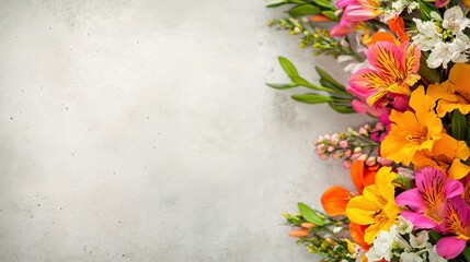 Vibrant Flower Arrangement on Textured Background with Room for Copy or Design