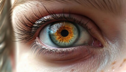 Fototapeta premium A woman's eye with long eyelashes close-up