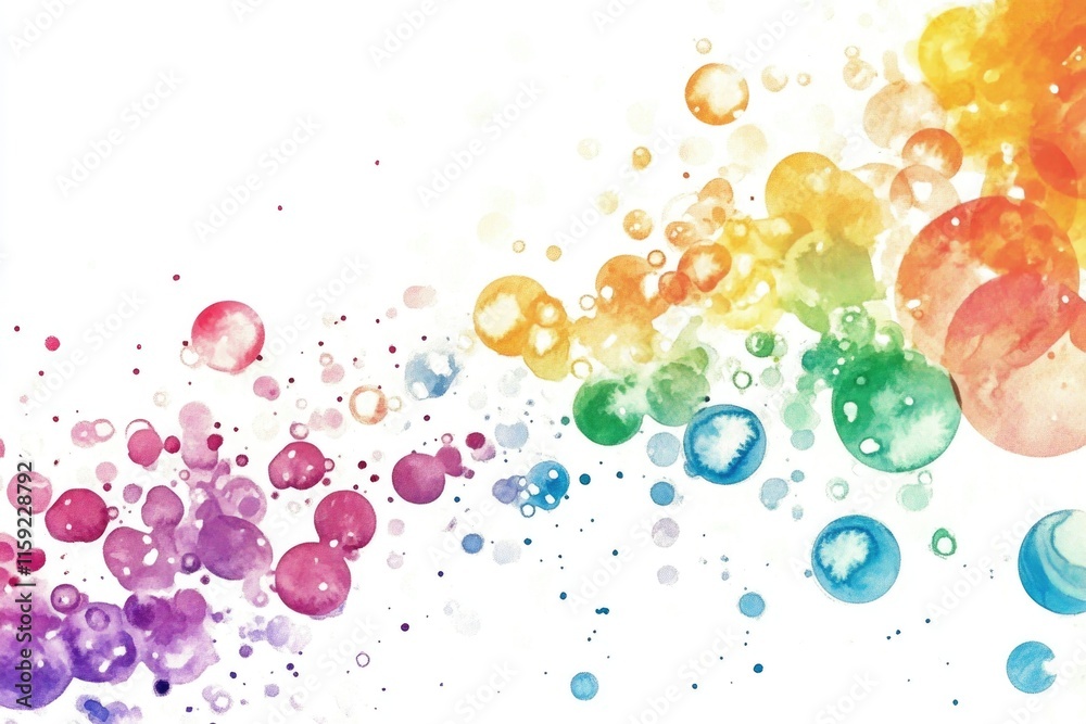 Poster a group of colorful bubbles float in mid-air