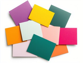 Fototapeta premium Colorful Assortment of Blank Paper Cards for Creative Projects and Designs