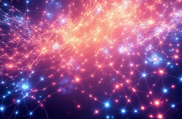 Obraz premium Ethereal Cybernetic Aurora - Bioluminescent Glowing Dot Art