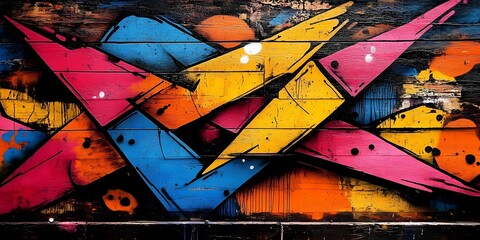 Urban Mosaic: Close-Up of Vibrant Graffiti Wall
