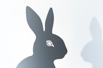 A silhouette of a rabbit wearing a logo, great for brand or company illustrations