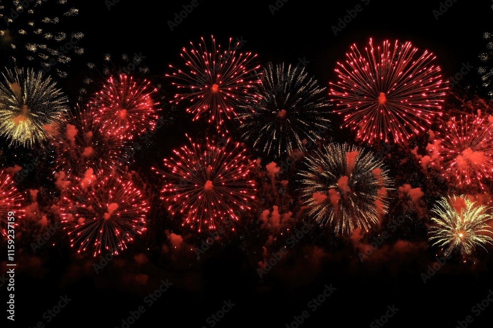 Poster A nighttime display of colorful fireworks exploding in the sky