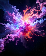 Obraz premium Vibrant Cosmic Explosion - Stellar Blast in Deep Space