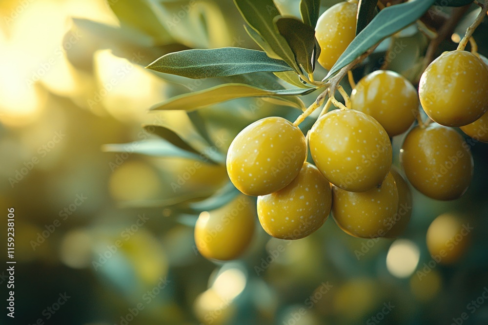 Poster a collection of yellow fruit hangs from the branches of a tree, ripe for picking