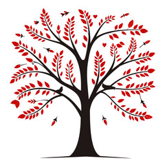 Fototapeta premium Minimalist Tree Vector Illustration Design Black and Red Color For Valentine's Day