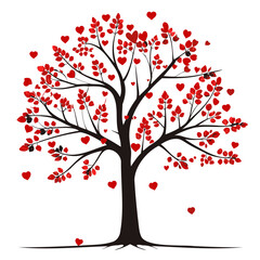 Obraz premium Minimalist Tree Vector Illustration Design Black and Red Color For Valentine's Day