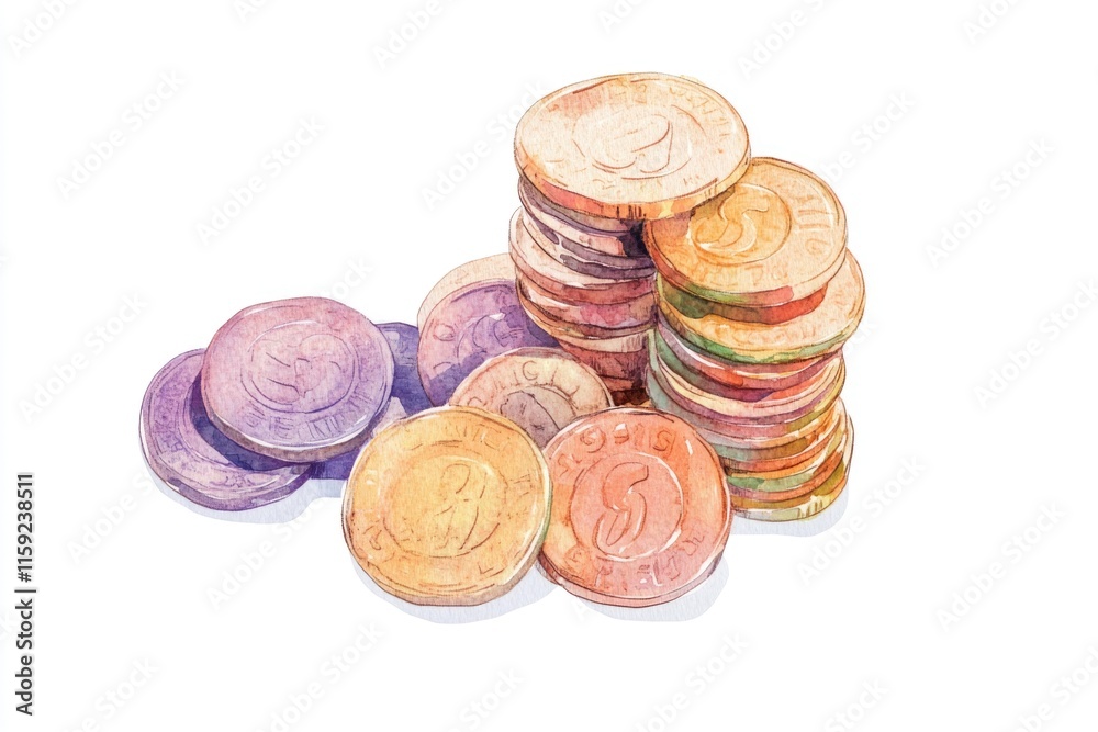 Poster a pile of coins stacked on top of each other, a compact and neat arrangement