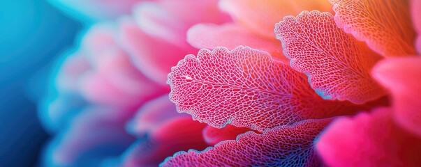 Oak leaves abstract background idea. Vibrant close-up of coral texture showcasing intricate patterns in vivid colors.