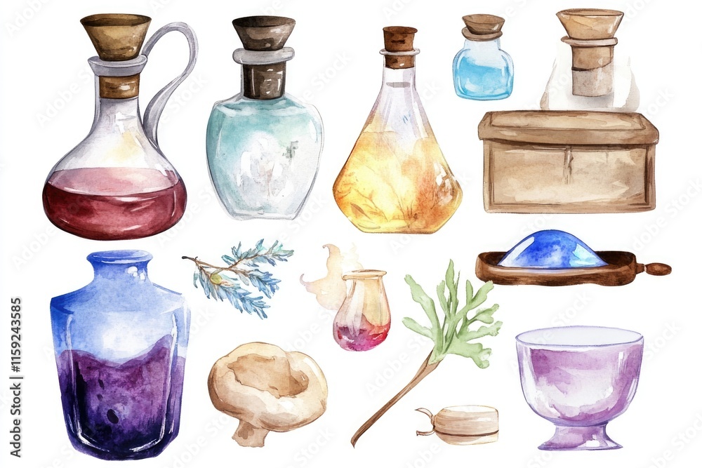 Aufkleber A collection of different types of bottles and containers