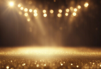 Gold lights rays scene background Golden light award stage with rays and sparks