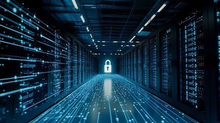 Fototapeta premium High Speed Data Transfer and Security in Modern Server Rooms
