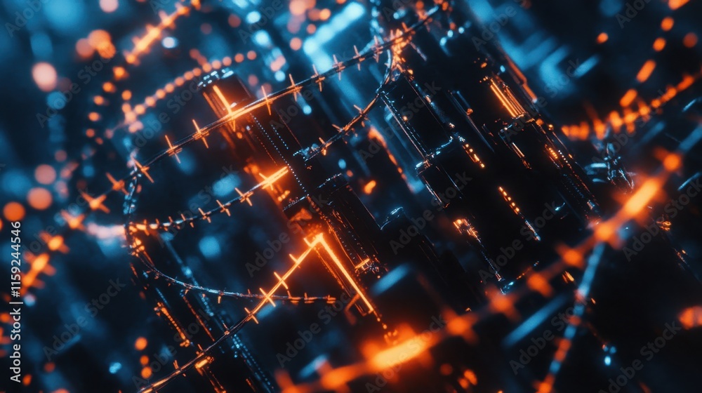 Poster abstract digital background with glowing lines and patterns