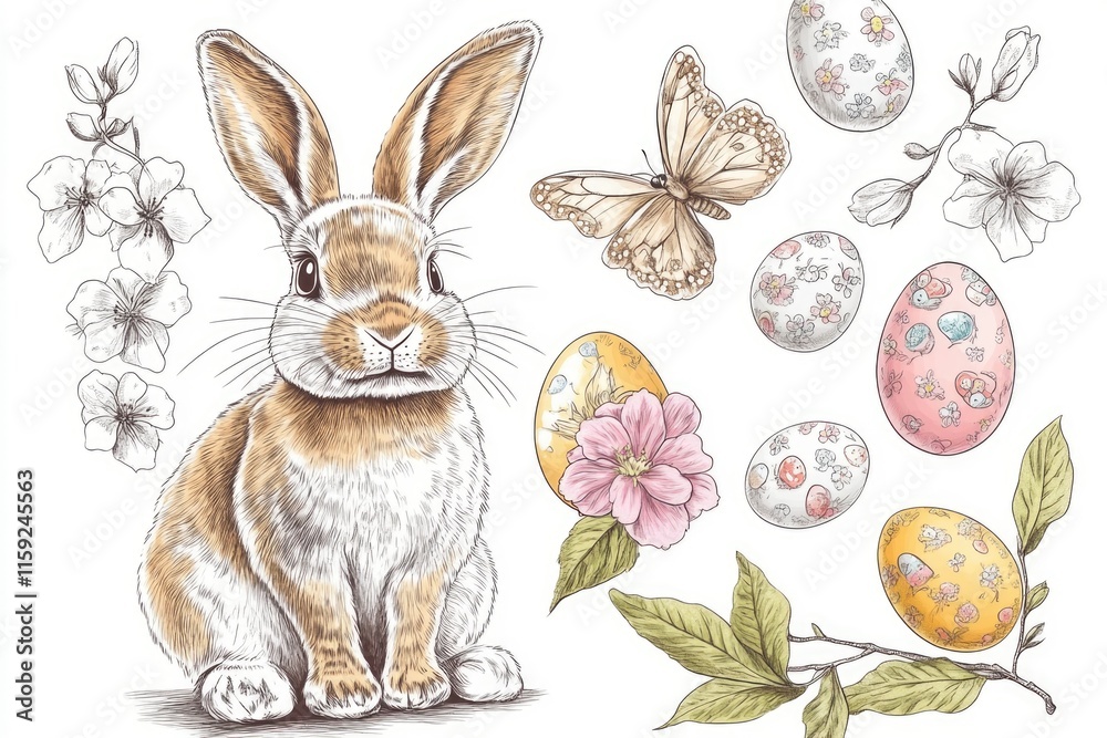 Aufkleber a close-up view of a rabbit surrounded by eggs