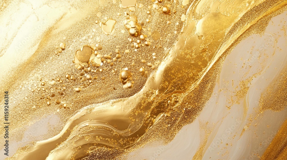 Poster elegant gold paint splashes creating a dynamic texture on canvas. generative ai