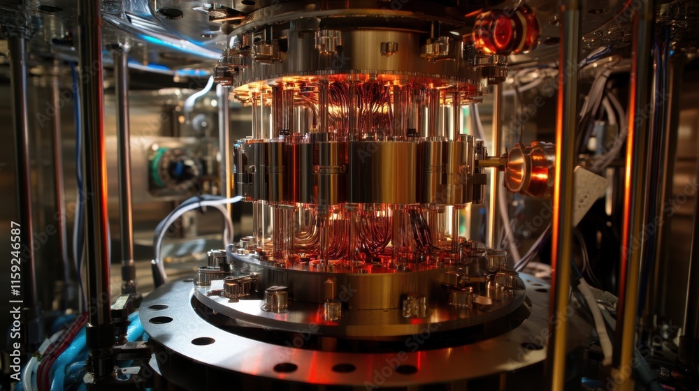 Poster high-precision quantum computing hardware with glowing components