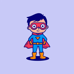 Cute Cartoon Superhero Boy Character Illustration