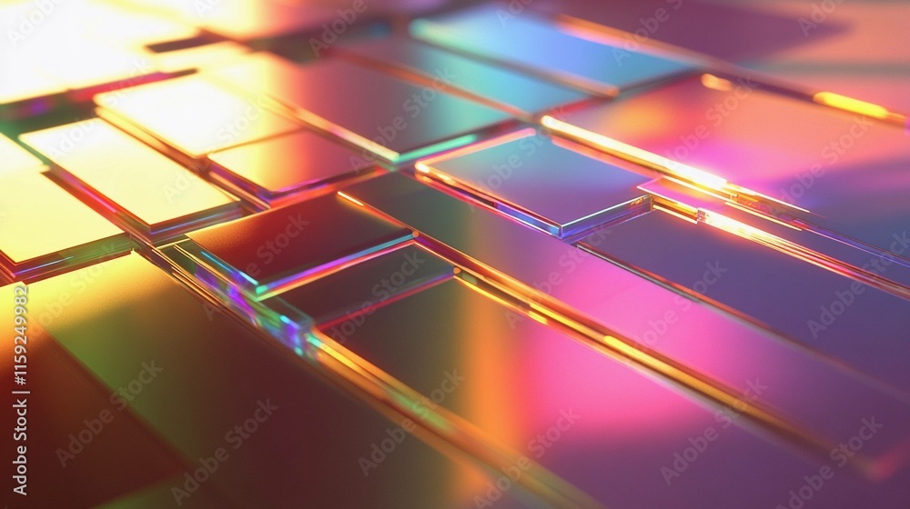 Poster microchip illuminated with colorful backlight showcasing intricate design. generative ai