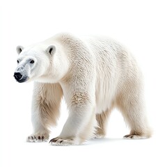 A majestic polar bear with a thick white coat stands proudly against a plain background, showcasing its powerful stature and unique features.