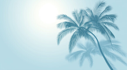 Obraz premium Abstract palm tree background on aqua blue with copy space