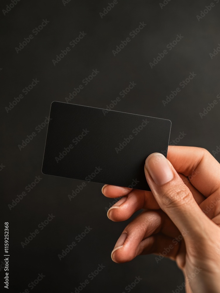 Leinwandbilder elegant black gift card held by a hand against a dark background with ample space for adding persona