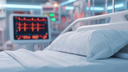 smart hospital concept. A virtual assistant in a hospital room providing patients with information, entertainment, and reminders