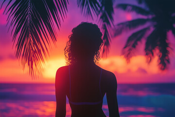 Fototapeta premium Tropical Sunset Silhouette at Beach