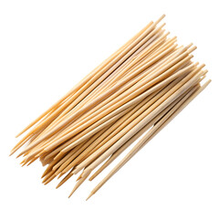 Bamboo sticks used for skewering food with selective isolated on transparent background