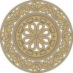 Vector gold and black round classic byzantine ornament. Circle, ring, border, Ancient Greece, Eastern Roman Empire frame. Decoration of the Russian Orthodox Church