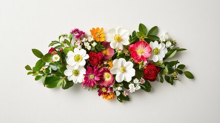 Beautiful Arrangement of Colorful Fresh Flowers on Light Background for Decoration
