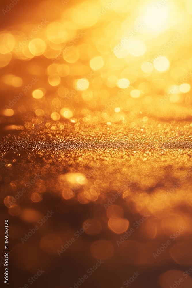 Poster a close-up of a blurry surface with a sun in the background, ideal for use in abstract or nature-the