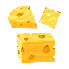 Cartoon Cheese Illustrations Set in Bright Yellow for Food and Dairy Designs