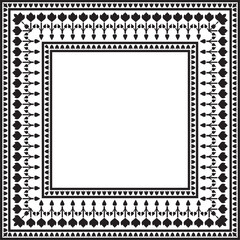 Vector monochrome black square turkish national ornament. Ottoman border, frame. Ethnic floral rectangle, Seljuk Turks pattern. Decoration of the Sultan's palaces