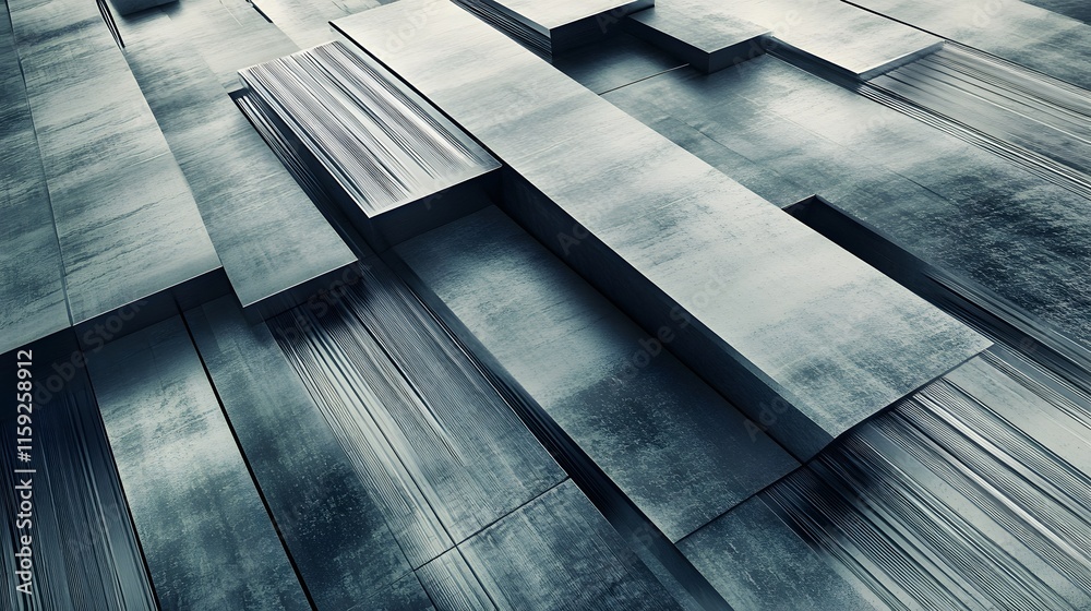 Poster abstract metallic rectangular blocks texture design